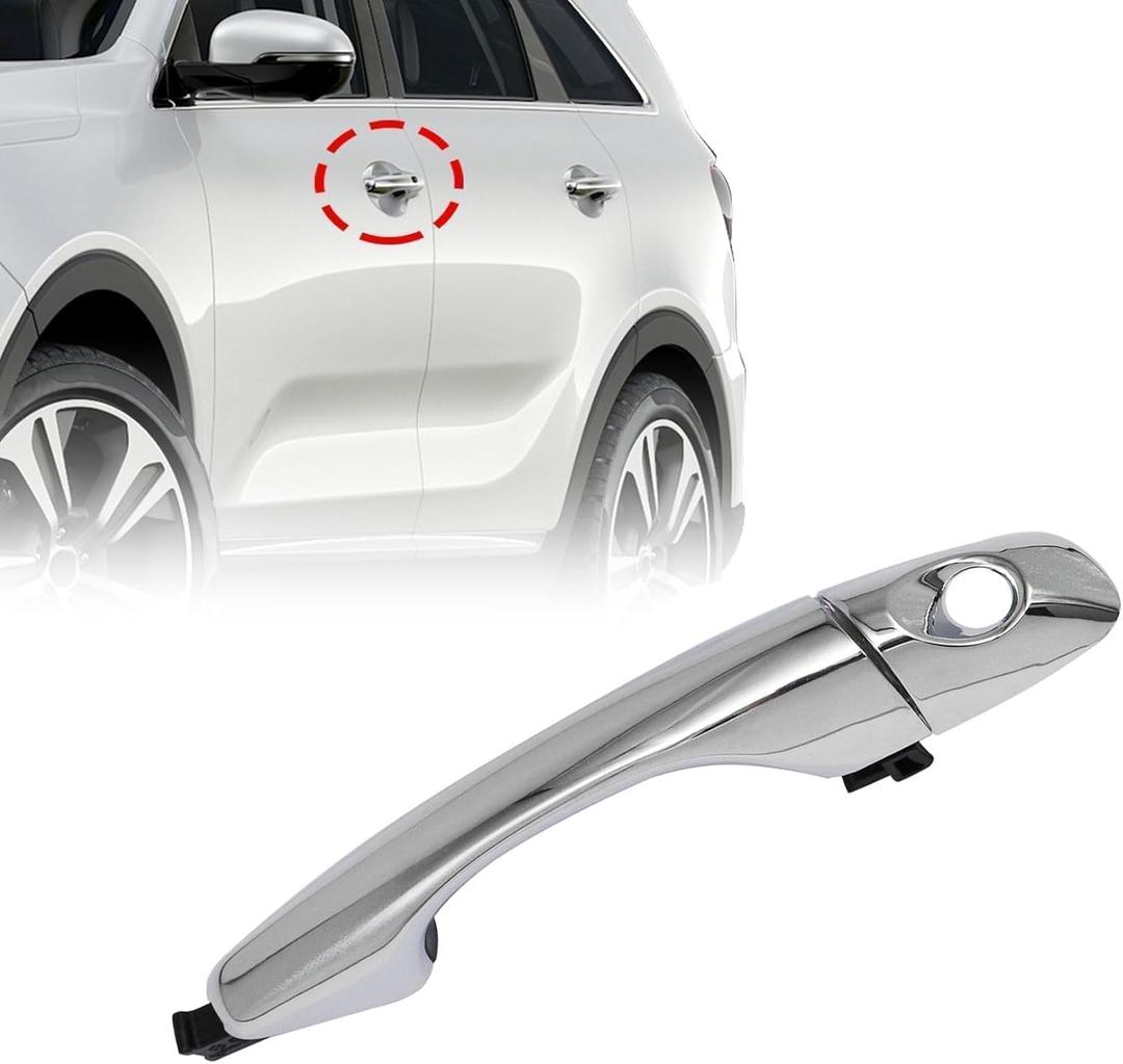 Priprilod Chrome Outside Door Handle Front Driver Side,Compatible with Kia Sorento 2016 2017 2018 2019 2020# 82651-C5010 82652-C5010