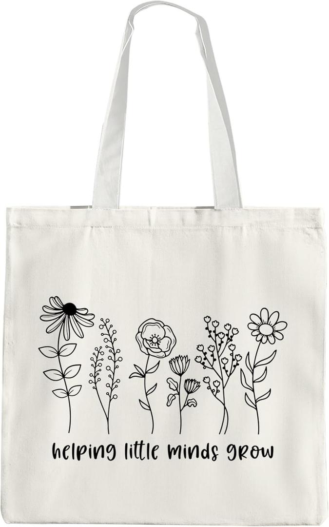 Floral Teachers Canvas Tote Bag, Teacher Appreciation Gifts, Floral Teachers Shoulder Bag, Shoulder Bag for Women, Teacher Gifts from Students