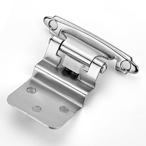 Ravinte 60 Packs (30 Pairs) 3/8" Inset Satin Nickel Cabinet Hinge,Self Closing Hinges for Kitchen/Bathroom/Furniture Cabinets & Doors,Decorative Cabinet Hardware Kitchen Cabinet Hinge with Door Bumper