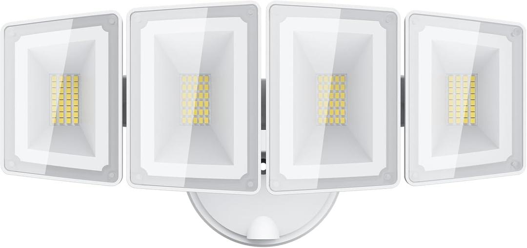 USTELLAR 100W 10000lm Floods Light Outdoor, Switch Controlled LED Security Lights with 4 Adjustable Heads, 5000K Daylight, IP65 Waterproof, Bright Exterior LED Flood Light Hardwired Yard-White