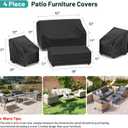 Mrrihand Patio Furniture Covers, 4 Piece Outdoor Furniture Cover Waterproof includ Ourdoor Sofa Cover, 2 Chair Covers, Coffee Table Cover with Windproof Buckle Strap and Adjustable Drawstring, 52"L*30"W*31"H