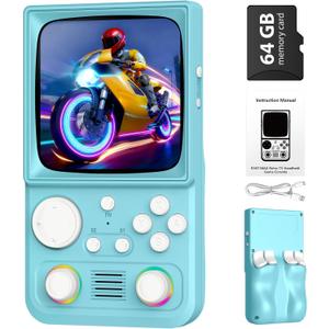 R36TMAX Upgraded Retro Handheld Game Console with 4000mAh Battery, 4.0'' IPS Screen, Retro Gaming Console with Portable Case, Supports WiFi Networked Fighting and OTG (Classic Blue)