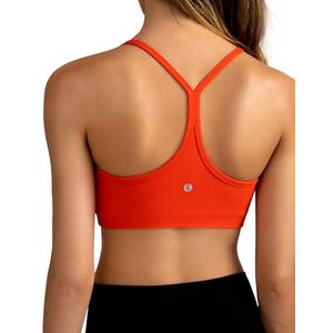 Colorfulkoala Women's Dreamlux Y Back Sports Bra Low Impact Padded Workout Top with Built in Bra A-C Cups Cherry Tomato, Size XS