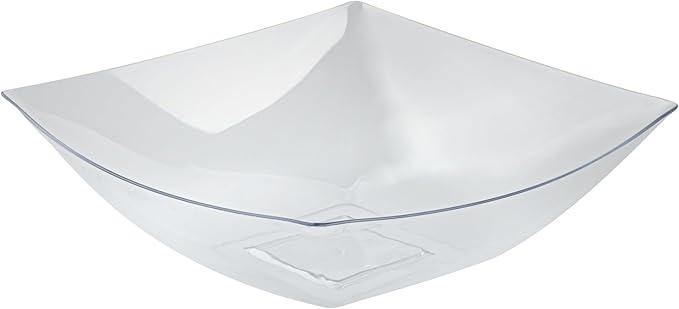 Restaurantware Moderna 64 Ounce Fancy Plastic Bowls 10 Square Disposable Salad Bowls - Durable Heavy-duty Clear Plastic Bowls For Warm And Cold Foods
