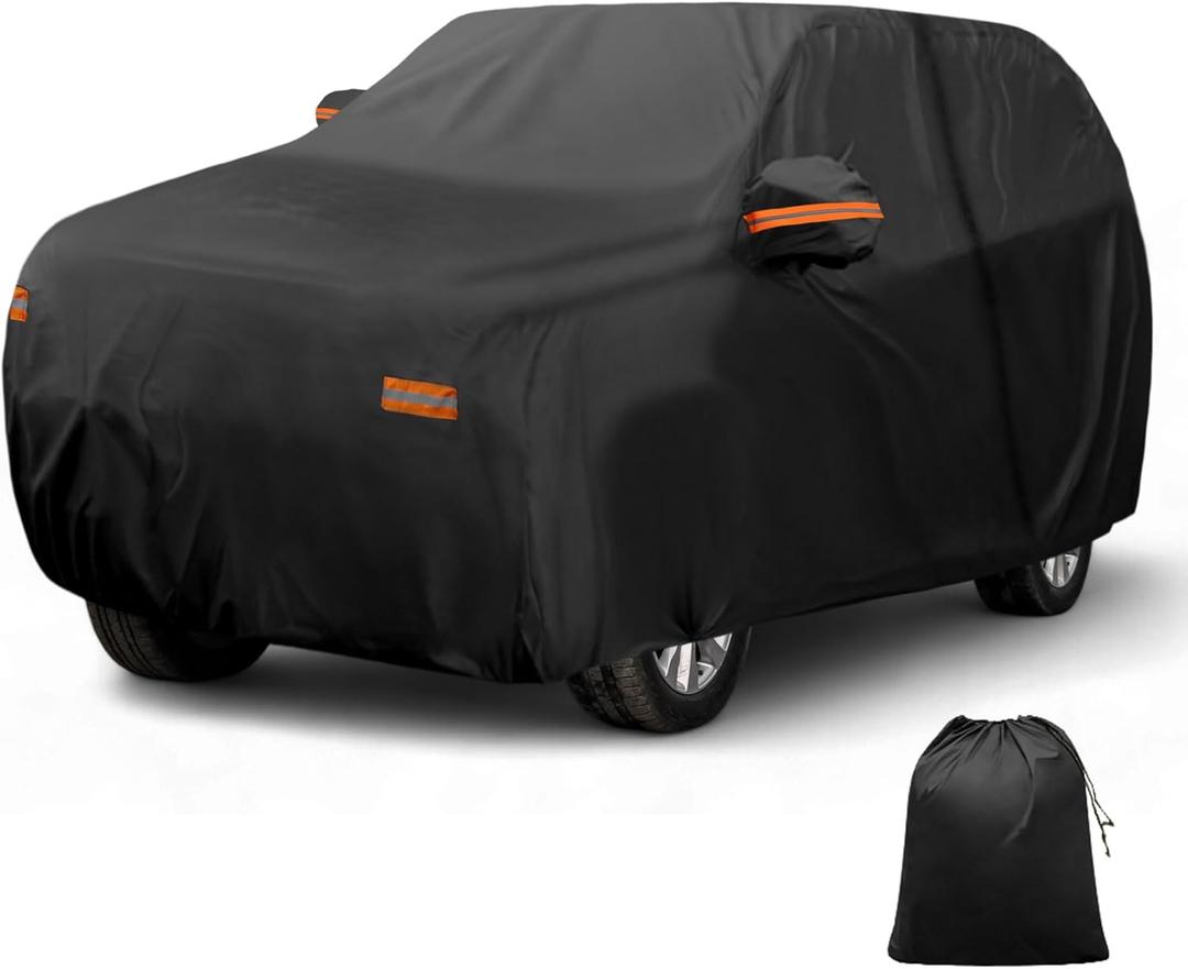 X AUTOHAUX Car Cover Outdoor Waterproof Sun Rain Snow Hail Protection with Left Side Door Zipper 210D-PU for Toyota Sequoia