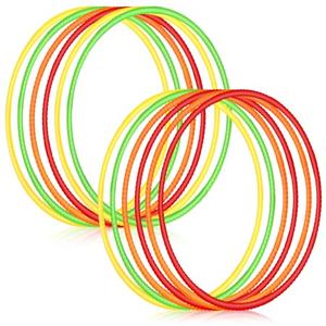 Sratte 12 Pcs Toy Hoop for Kid Detachable Adjustable Toy Hoop Colored Exercise Ring Plastic Circle for Kid Teen Gymnastics Equipment Require Self Assembly(28 Inch,Warm Colors)
