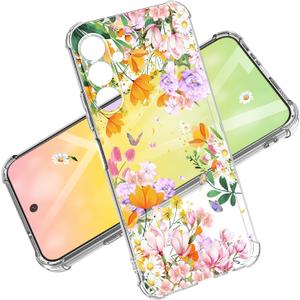 for Samsung Galaxy A26 Case 5G 6.7", [10FT Military Grade Drop Test] Flowers Soft Slim TPU Protective Shockproof Phone Case CoverSummer Overture