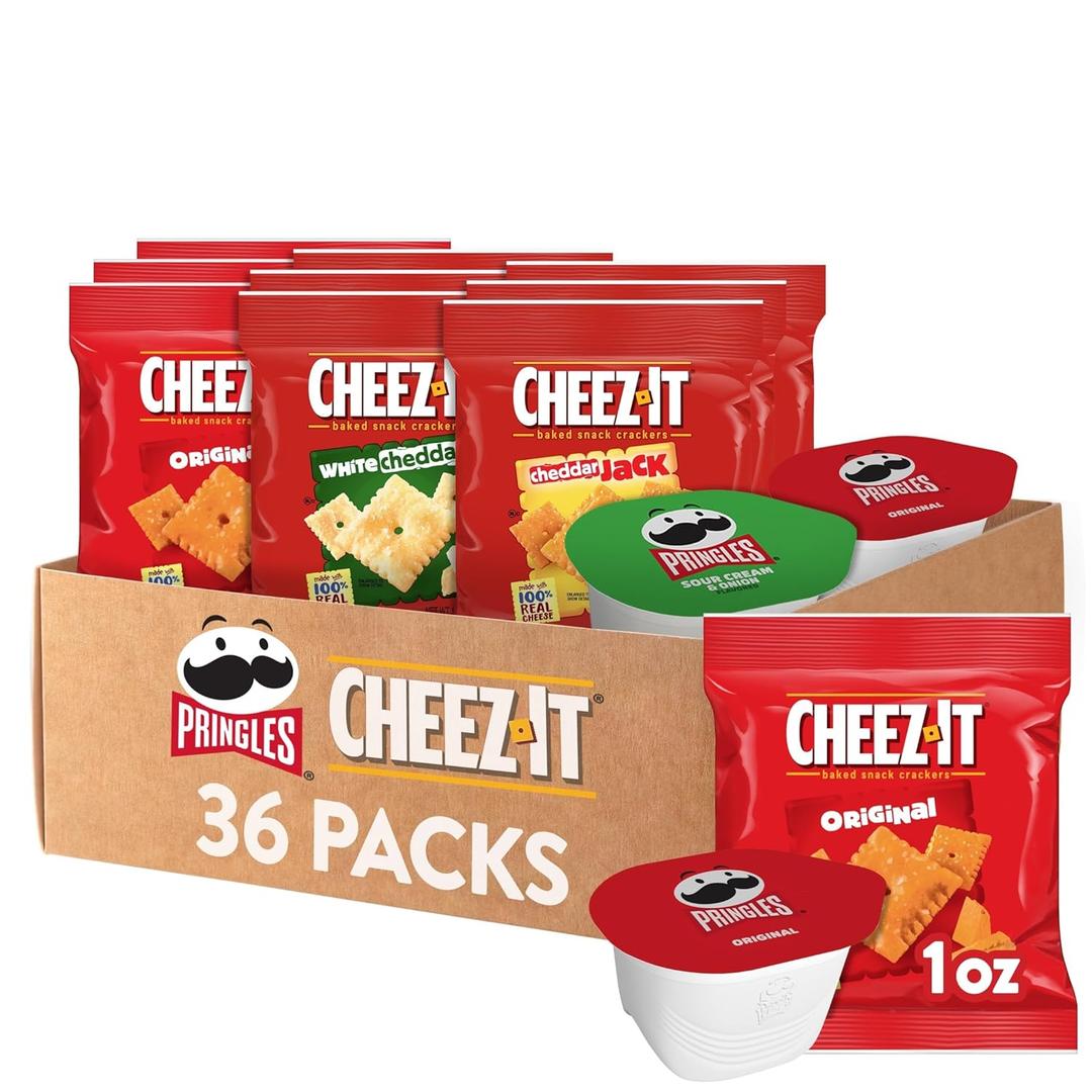 Pringles and Cheez-It Variety Pack, Lunch Snacks, Kids Snacks, Variety Pack (36 Count) BBD 10/13/2026