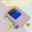 MultiBey A7 Refillable 6 Ring PU Leather Binder, Mini Padfolio Binder Notebook Cover for A7 Filler Paper, Loose Leaf Personal Planner Cover with Zip Wallet Bag and Pen, A7 Budget Binder (Pink)
