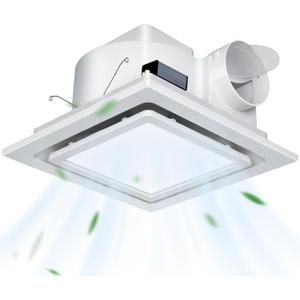12" Ultra Quiet Bathroom Exhaust Fan with 6500K LED Light, 1.0 Sone 120 CFM, 10x10 Mount, 1500 LM Ceiling Ventilation Fan, Energy Efficient (6500K LED-W)