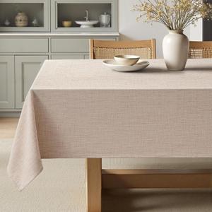 MIULEE Natural Linen Polyester Tablecloth 52x70 Inch Spring Rectangle Table Cloth Waterproof,Stain Resistant & Wrinkle Resistant for Dining Party Wedding