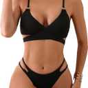 SweatyRocks Women's 2 Piece Bikini Set Criss Cross Spaghetti Strap Separated Swimsuit (Black) S