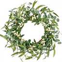 Pinkpum 20'' Eucalyptus Wreath for Front Door Porch Window Green Decor for Home Farmhouse Wall Spring Summer Fall Outdoor Indoor All Seasons