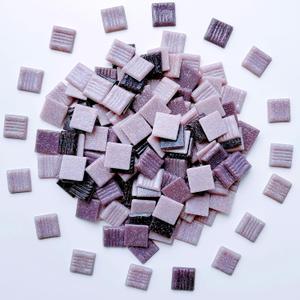 1.1LB 3/4 inch Square Glass Mosaic Tiles for Crafts, 180pcs Mosaic Tiles for Crafts Bulk, Purple Color Craft Glass Pieces