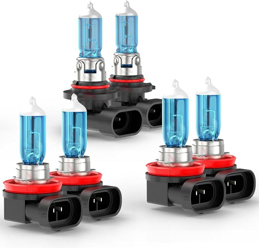 SYJIIP Upgraded Halogen Headlight Bulbs For Toyota Highlander 2011-2020, 9005 H11 High Low Beam, 6000K White, 300% Brightness, Plug n Play, 4-Pack