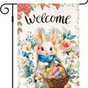 3 x Welcome Easter Garden Flag Seasonal Garden Flags Easter egg bunny garden flag Flower rabbit easter garden flag 12x18 double sided outdoor Welcome Yard Outdoor Flag