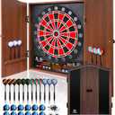 Electronic Dart Board LED Electric Digital Scoreboard Dart Boards for Adults with MDF Cabinet, up to 8 Players, 34 Games,355 Variations - 12 Soft Tip Darts & 100 Replacement tips - Great for Game Room
