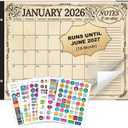 Desk Calendar 2026-2027, Large 22"x17", 18 Months from January 2026 to June 2027, Desktop Calendar with Plastic Cover and Colorful Stickers, Ideal for Home, Office, and School Planning (Vintage)