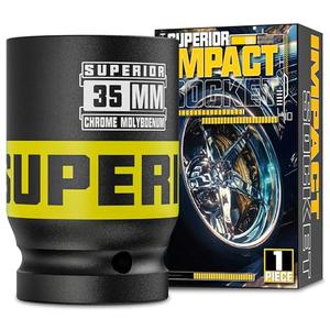 Aiourx 3/4" Drive Impact Socket, 35 mm Deep Socket, Metric Axle Nut Socket, 6 Point, CR-MO, Automotive, Truck Maintenance, Heavy Equipment Repair