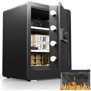 DAYI Safe Box, 2.0 Cubic Feet Home Safe with Fireproof Waterproof Bag, Security Safe Box for Money Cash Valuables, Digital Electronic Keypad, Dual Alarm System, Removable Shelf - D-45 DAYI Safe Box, 2.0 Cubic Feet Home Safe with Fireproof Waterproof Bag, Security Safe Box for Money Cash Valuables, Digital Electronic Keypad, Dual Alarm System, Removable Shelf - D-45