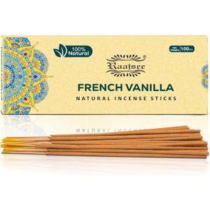 Raajsee Vnilla Incense Sticks 100 Gm Pack-100% Natural Insence Sticks -Organic Non Toxic - Charcoal Free - for Church,Aroma Therapy,Relaxation,Meditation (Vanila)