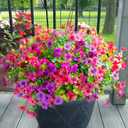 Yastouay 24 Bundles Artificial Flowers for Outdoors, UV Resistant Artificial Outdoor Flowers No Fade Fake Outdoor Flowers Plants for Garden Porch Window Box Pot Planters Decor (Fuchsia+Rose Red)