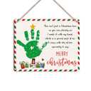 Baby Handprint Art - First Christmas Handprint & Footprint DIY Wooden Hanging Sign - Merry Christmas Home Decor - Xmas Gifts for New Mom, Dad, Grandparents - School Activity - 10x8 Inches