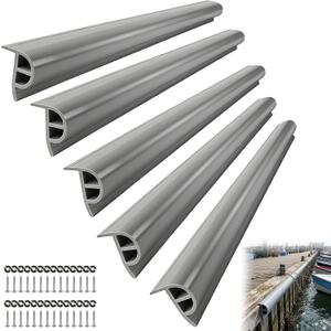 ORLANG 16.4ft Marine-Grade Dock Bumpers,5-Section PVC Dock Fenders with Stainless Steel Screws and Washers,P-Type Boat Dock Guards,Dock Post Bumpers for Docking Edges, Horizontal Decks or Piers(Grey)