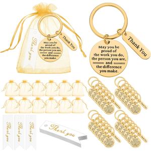 Yinkin 72 Pcs Employee Appreciation Gifts Bulk Staff Thank You Gifts Organza Bags with Thank You Cards for Graduation Teacher, Nurse Coworkers Appreciation Favors (Gold)