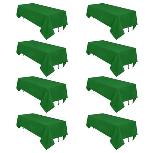 Heneger 8 Pack Green Table Cloth 60 x 102 Inch Rectangular Tablecloths for 6 Foot Rectangle Tables, Wrinkle Resistant Washable Polyester Fabric for Buffet Wedding Party Banquet