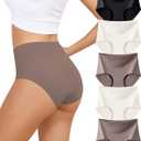 High Waisted Seamless Underwear For Women Tummy Control Briefs 5 Pack | No Show Panties,Full Coverage,Stretch Briefs,Comfort 5 Pack,Offers Slight Tummy Support,For Daily & Postpartum (XXL)