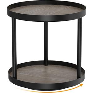 Giikin 2 Tier Lazy Susan Organizer, Two Tier Lazy Susan Turntable for Kitchen Countertop Spice Rack Organizer (Grey, 9.8" x 9.8" x 8.8") (Gray)