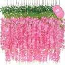 40 Pack Wisteria Hanging Flowers,Hanging Flowers,Fake Wisteria, Hanging Flowers for Decoration,Artificial Flowers,Vines for Bedroom, Wisteria for Wedding Decorations for Home Party(3.6 Ft/Pcs, Pink)