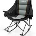 Oversized Rocking Camping Chair, Folding Rocking Chair, Black, 28 inches x 35.5 inches x 40.2 inches