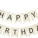 Black Burlap Happy Birthday Banner, Reusable Happy Birthday Sign Garland, Burlap Banner For Kids And Adults Great For Rustic Birthday Party Decorations (Black)