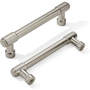 khtumeware 2 Pack Brushed Satin Nickel Cabinet Pulls 3-3/4 Inch Hole Center Solid Drawer Pulls Dresser Handles Cabinet Hardware