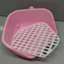 kathson Rabbit Litter Box Pet Toilet Cage Box Potty Trainer Corner with Small Animal Cage Cleaner Broom Brush Dustpan for Bunny Chinchilla Guinea Pig Ferret (Pink)