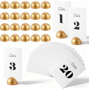20 Pcs Round Table Number Cards Stands Modern Cursive Table Number 1-20 for Wedding Reception Anniversary Party Restaurant Events 4 x 6 Inches(Gold)