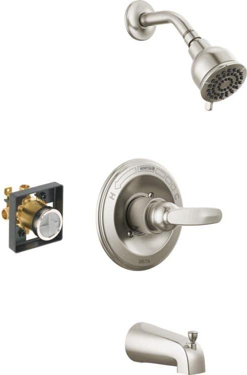 Delta Faucet Foundations Chrome Shower Faucet Set with 2-Spray Chrome Shower Head, Tub and Shower Trim Kit, Shower Faucet Sets Complete, Chrome BT1341 (Valve Not Included)