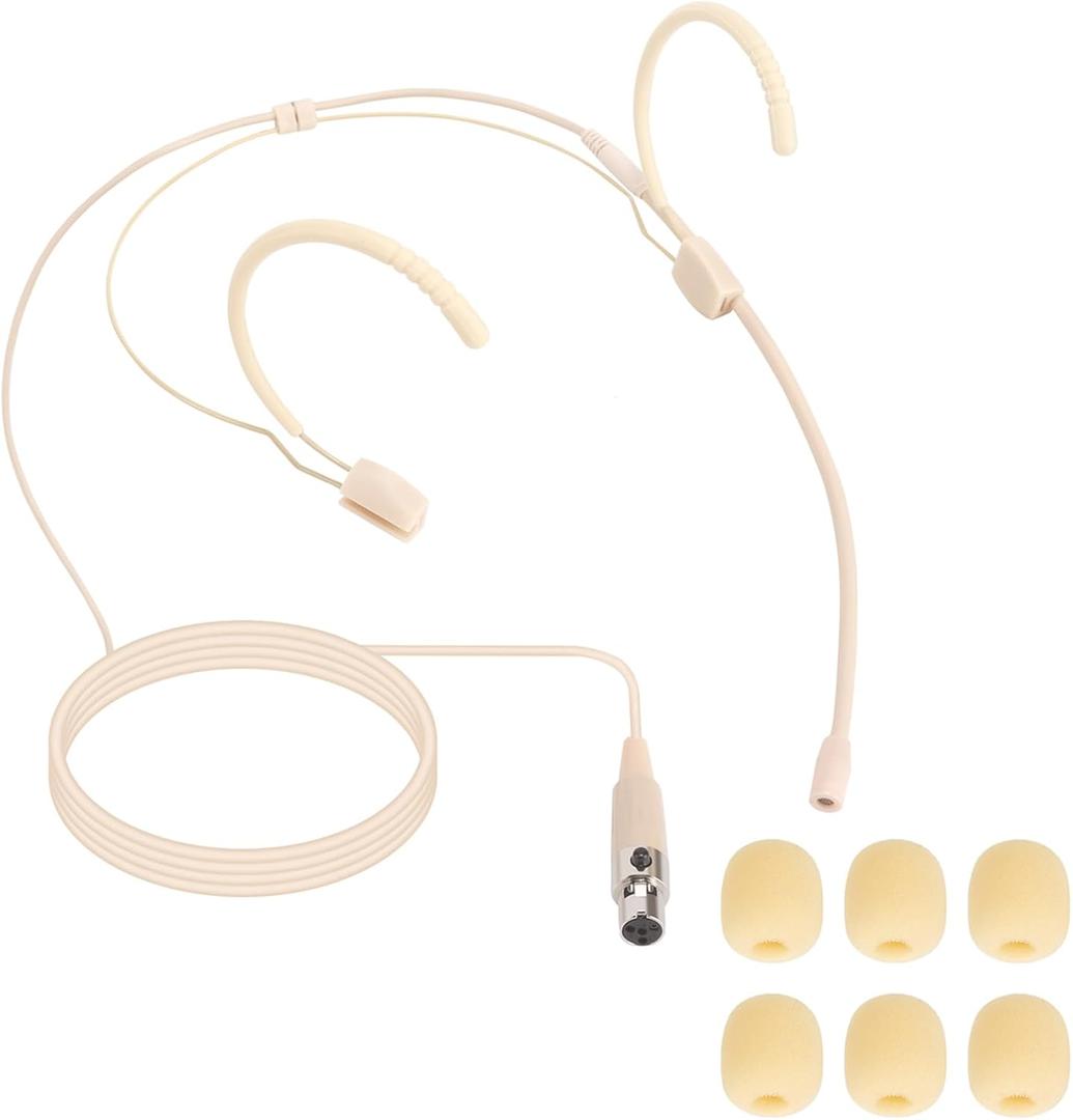 3 Pack Microphone Headset - Discreet Over-Ear Headworn Earset with Hanging Mic, Compatible with Shure Wireless Bodypack Transmitters - Ideal for Live Performances, Theater, Lectures & Public Speaking