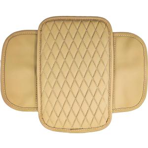 Center Console Cover, Arm Rest Cover for Car,Leather Surface with Dual Storage Pockets, Comfortable and Durable, Easy to Install, Suitable for Most Cars, Trucks, SUVs (Khaki)