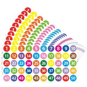 STARLIBOO Number Stickers 1-50, 20 Sheets Color Consecutive Number Stickers, 1000 Labels-1 inch Vinyl Self Adhesive Removable Numbered Label Ideal for Storage/Organizing/Office/Indoor/Outdoor