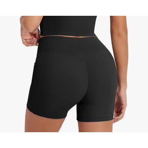 MOOSLOVER Women Biker Shorts with Pockets High Waisted Workout Tummy Control Gym Running Athletic Yoga Shorts, L