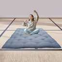 FindPanda Japanese Futon Floor Matterss Queen Size 60" x 80", Folding Tatami Mat Sleeping Pad,Roll Up Kids Floor Lounger Pillow Bed (Grey)