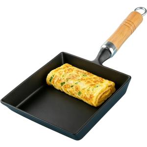 Tamagoyaki Pan, Cast Iron Japanese Omelette Pan Egg Roll Pan for Breakfast, Rectangular Egg Skillet Suitable for Gas & Induction Stovetops, 7.2 x 6.1 inches