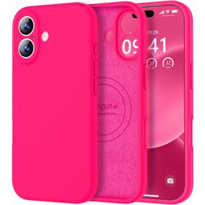 Vooii Magnetic for iPhone 17 Case, Compatible with Magsafe (Premium Liquid Silicone) (Integrated Camera Control Button) Full Body Protective Anti-Scratch Microfiber Lining 6.3", Hot Pink