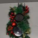 21.7" Christmas Table Centerpiece Christmas Candle Holders with 3 Iron Trays Red Berries Snowy Pine Cones Greenery Pine Christmas Garlands Decorations for Centerpiece Table Mantel Holiday Home Decor