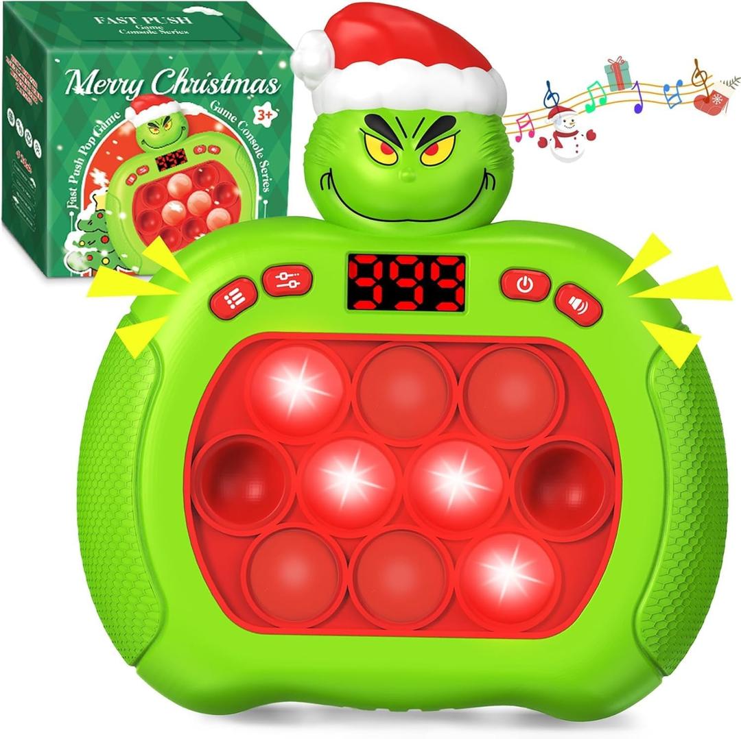 Christmas Pop Light Up Fidget Toys,Christmas Handheld Puzzle Game Sensory Toys,Pop Bubble Up Toys for Kids,Christmas Stocking Stuffers Party Favors Gifts for Boys Girls,Christmas Goodie Bag (Green)