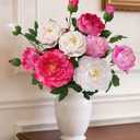 Yastouay 5 Bouquets Peonies Artificial Flowers with 22'' Long Stems, Latex Real Touch Faux Peony Flowers, Fake Peonies Bouquet for Table Centerpiece, Vases Home Wedding Party Decor (Red/White/Fuchsia)