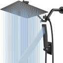 All Metal 12'' Rain/Rainfall Shower Head with Handheld Spray Combo, High Pressure Square Shower Head with 13'' Extension Arm, Dual Black Shower Heads with 78'' Hose, Waterfall Showerhead, BELLEARLY